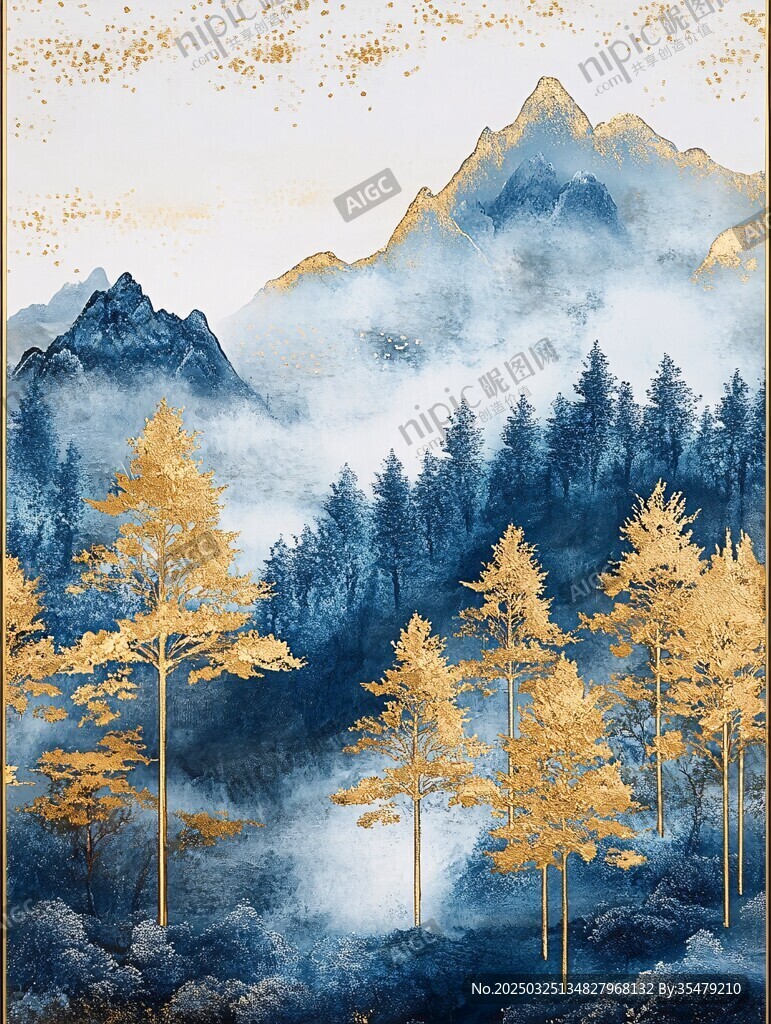 金林映山景 水墨詩意畫