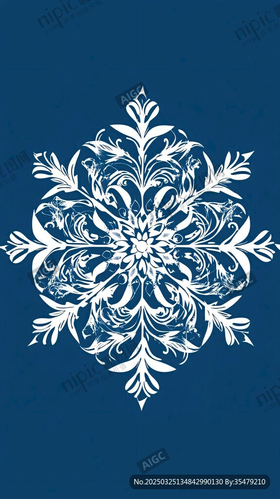 藍(lán)色背景精致白色雪花圖案