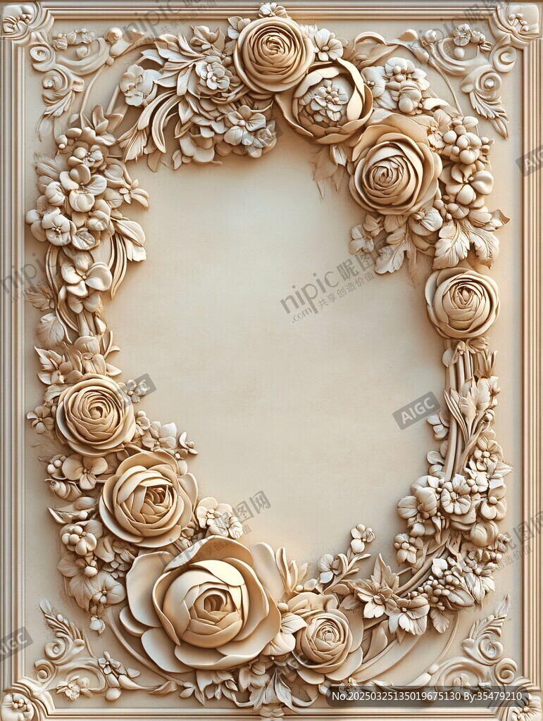 花卉浮雕裝飾框精美圖案