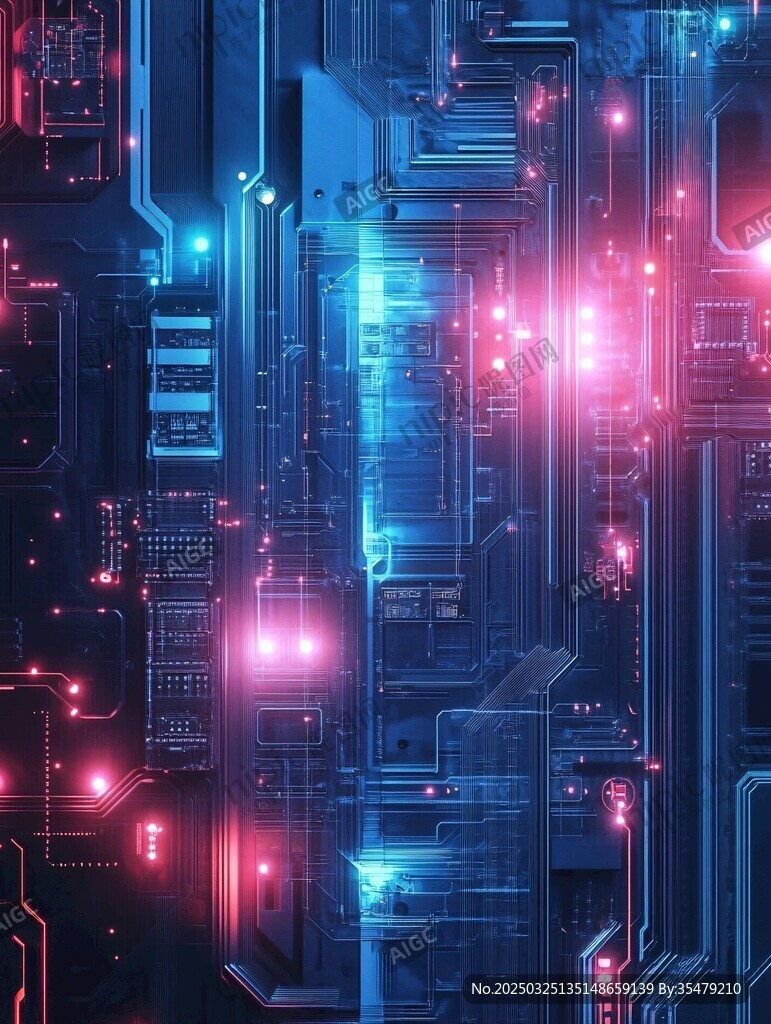科技感電路板發光場景