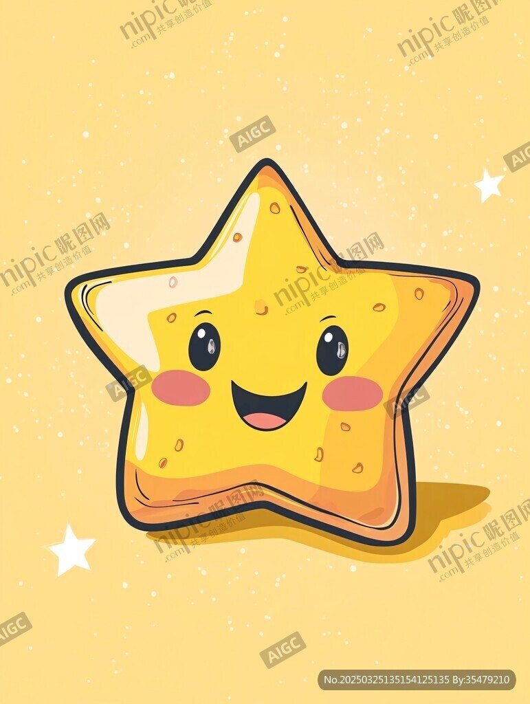 可愛笑臉星星餅干插畫