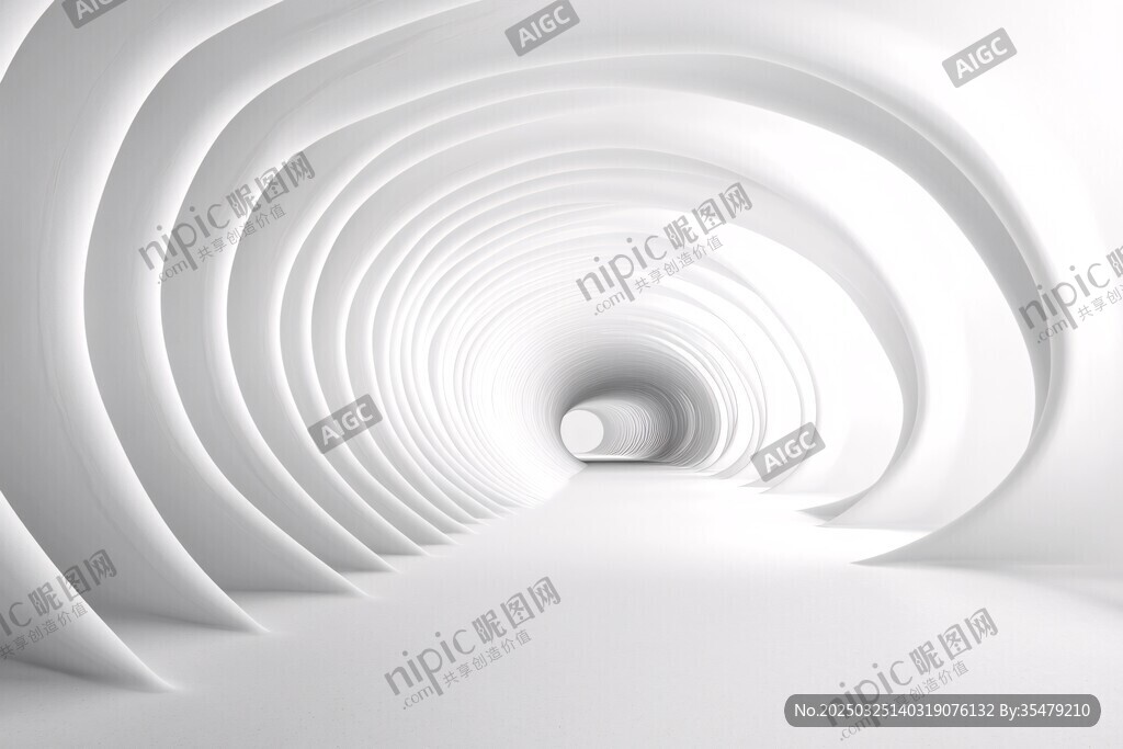 白色螺旋隧道建筑空間