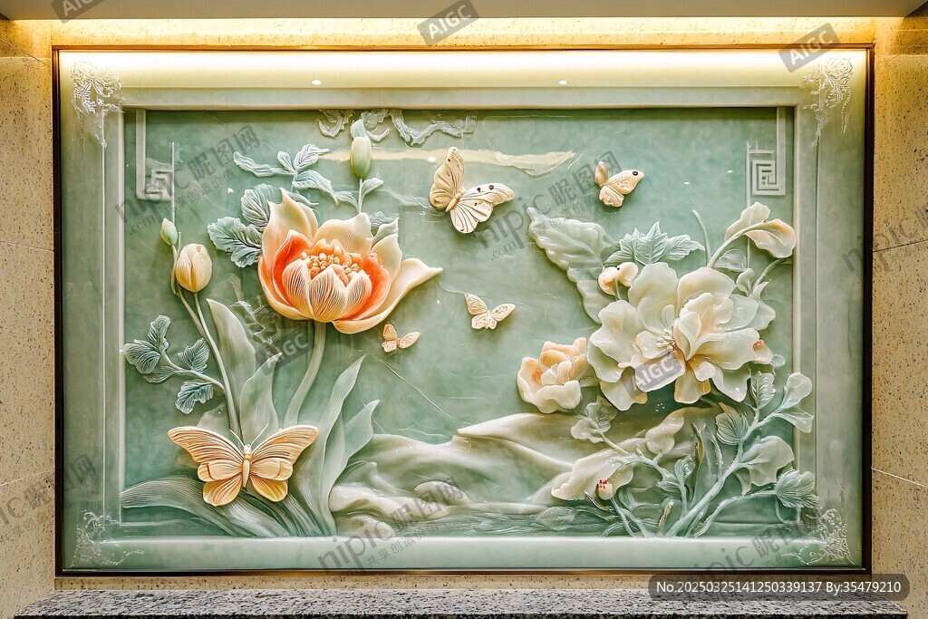 花卉蝴蝶浮雕裝飾畫(huà)