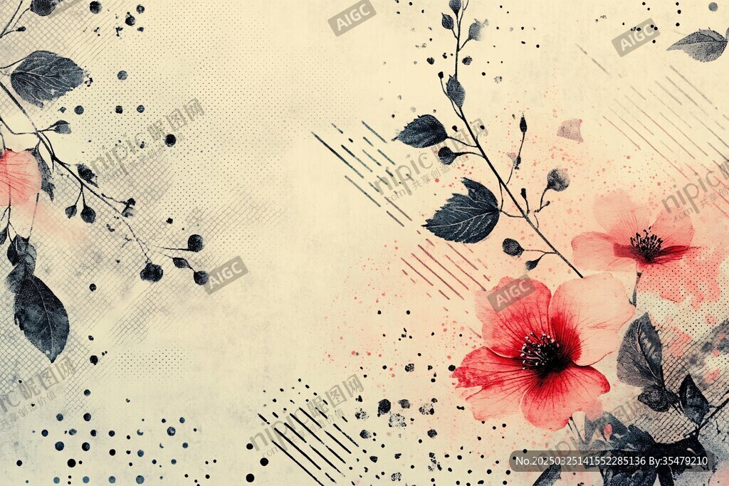 水墨風(fēng)花卉裝飾背景圖