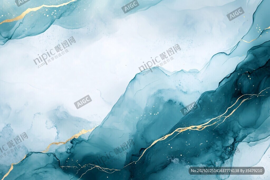 藍金交融流體藝術背景圖
