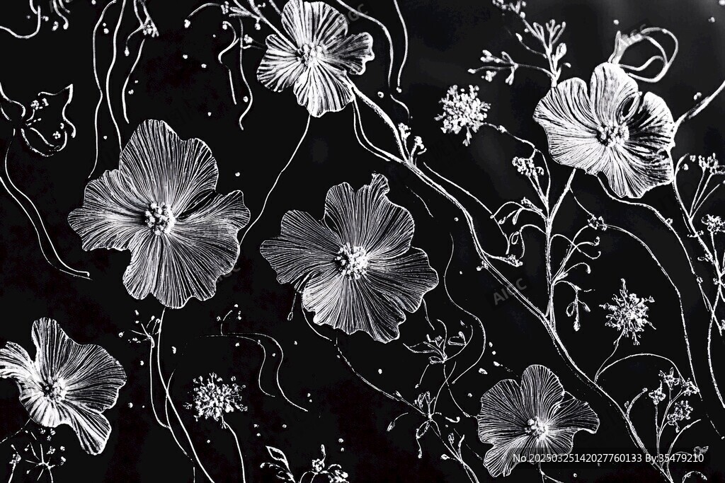 黑白花卉圖案 優(yōu)雅藝術(shù)風(fēng)