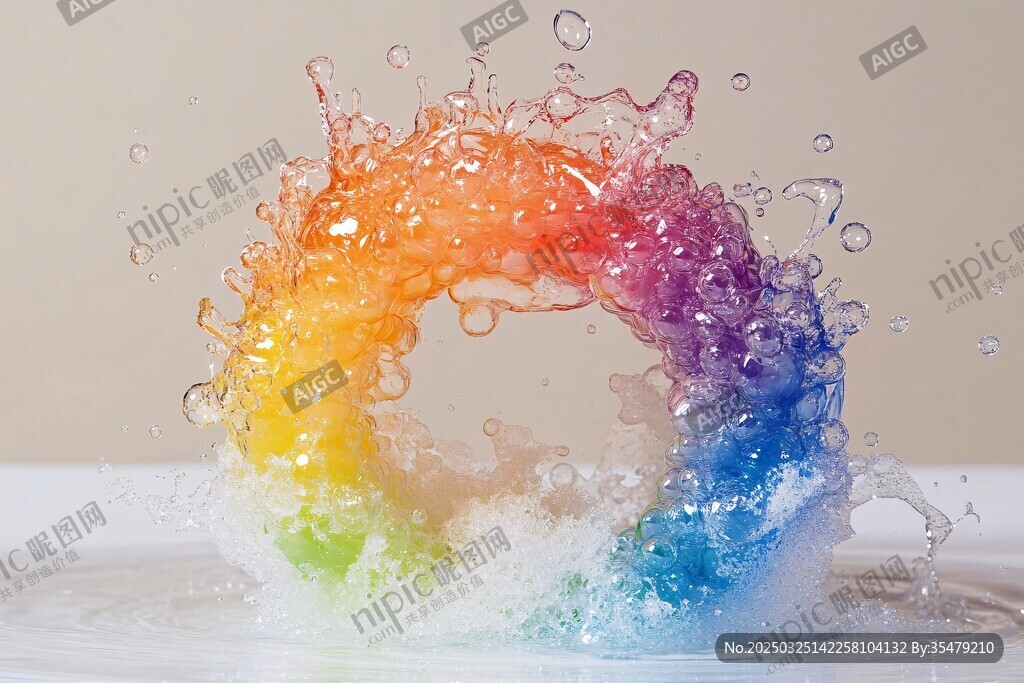 彩虹色水花環(huán)形瞬間