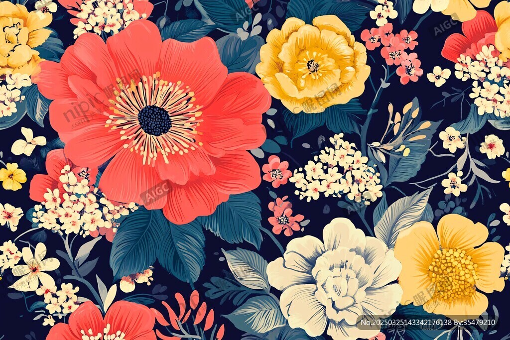 復古花卉圖案 多彩花卉世界