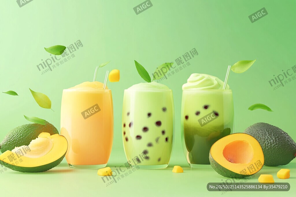 清新多彩果飲與新鮮水果