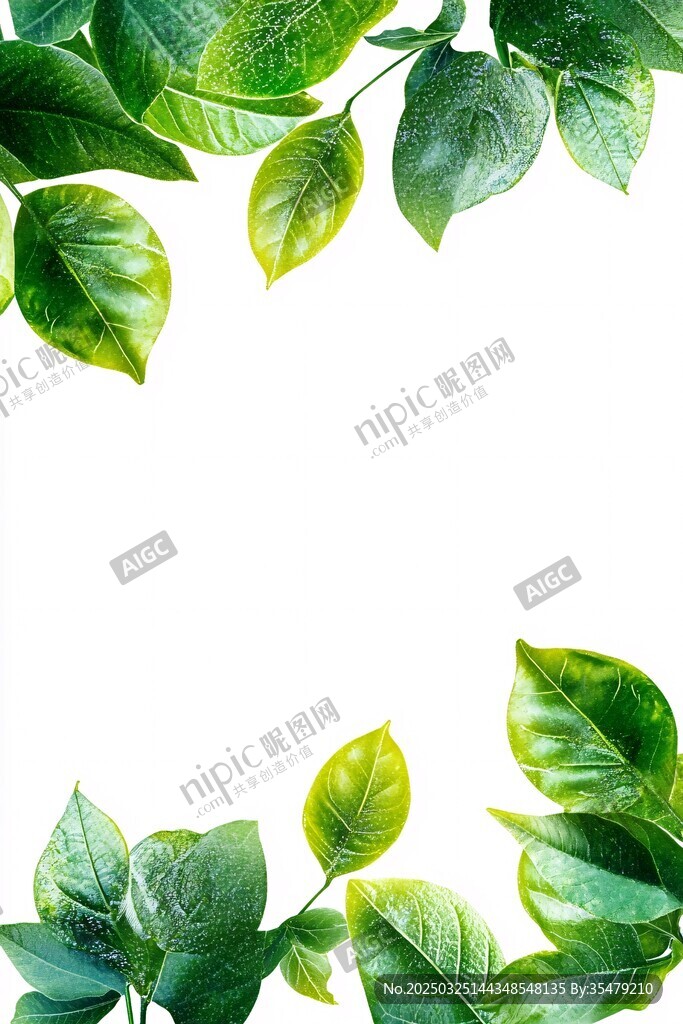 綠葉邊框 清新自然背景