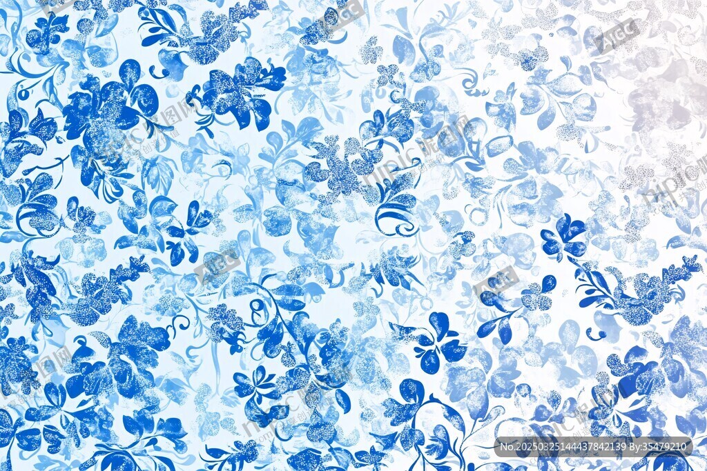 藍(lán)白花卉圖案背景紋理