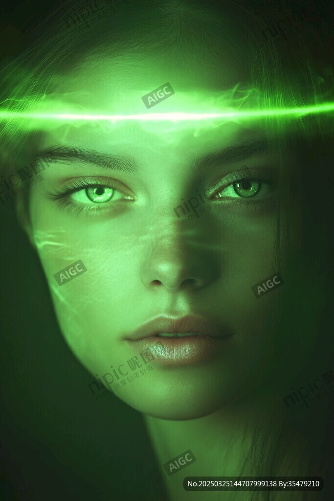 綠光下的神秘眼眸
