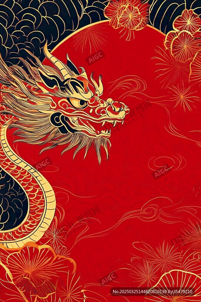 祥龍賀歲中式喜慶背景圖