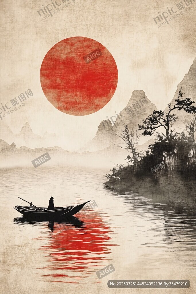 紅日泛舟圖