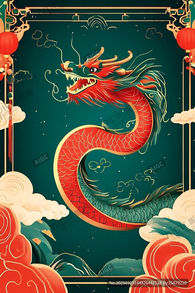 中式祥龍圖 喜慶祥瑞氛圍