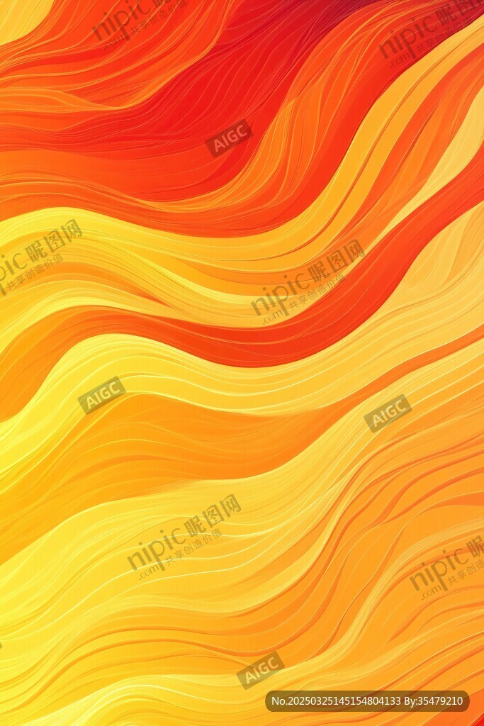 橙黃漸變動感波浪背景圖
