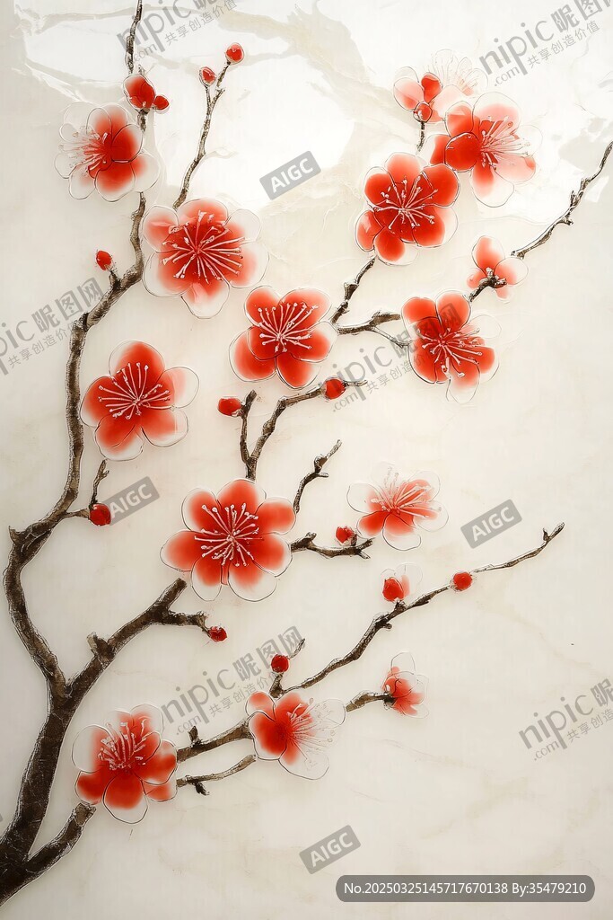 紅梅傲雪圖