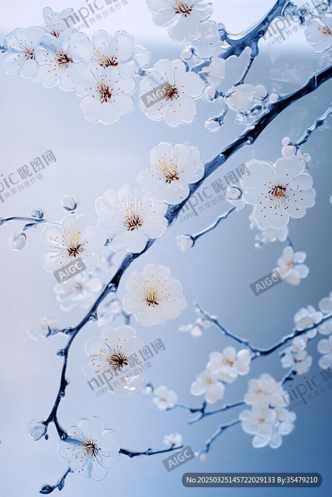 潔白梅花綻放枝頭