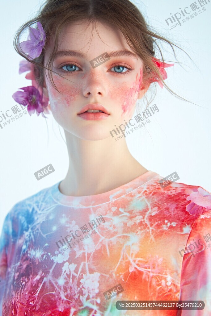 彩衣花飾少女的夢幻形象