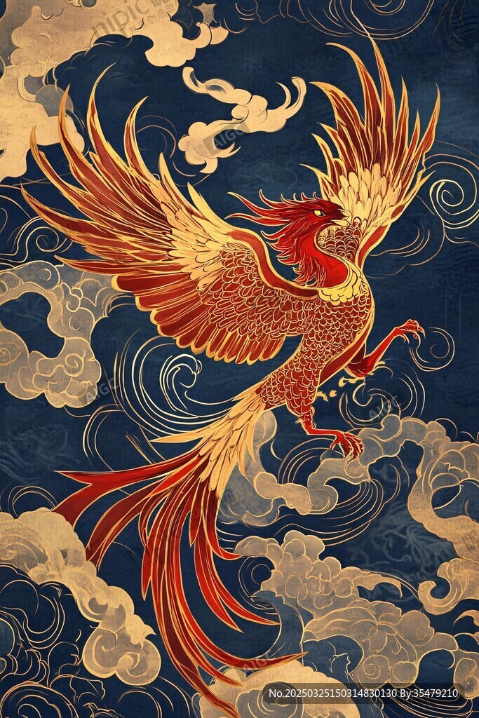 金鳳凰翱翔于云海之間