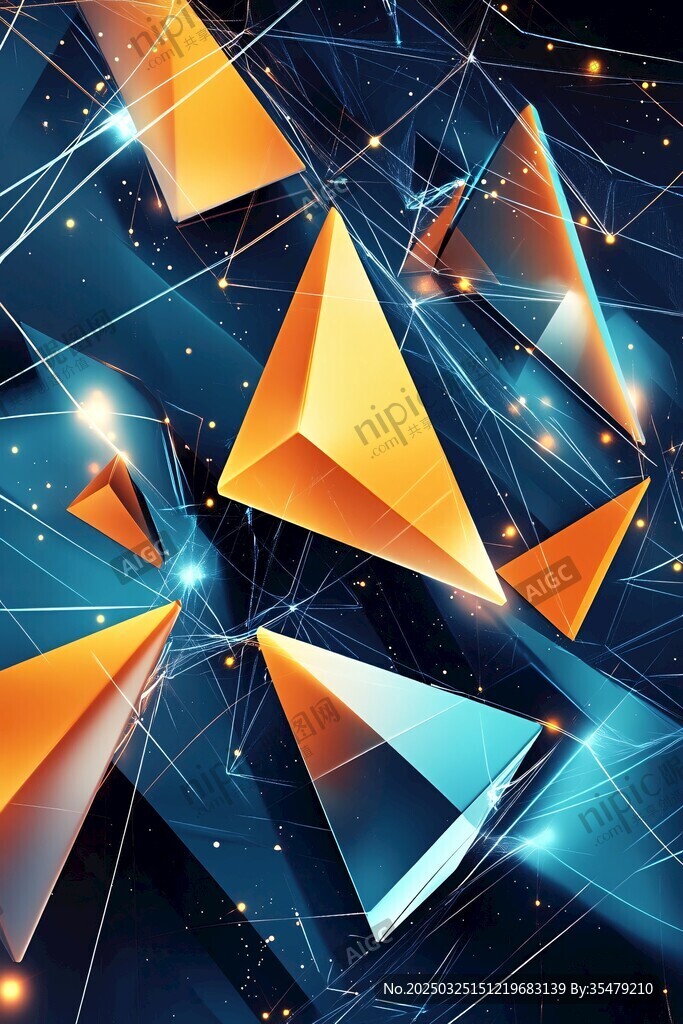 炫彩幾何三角科技背景圖