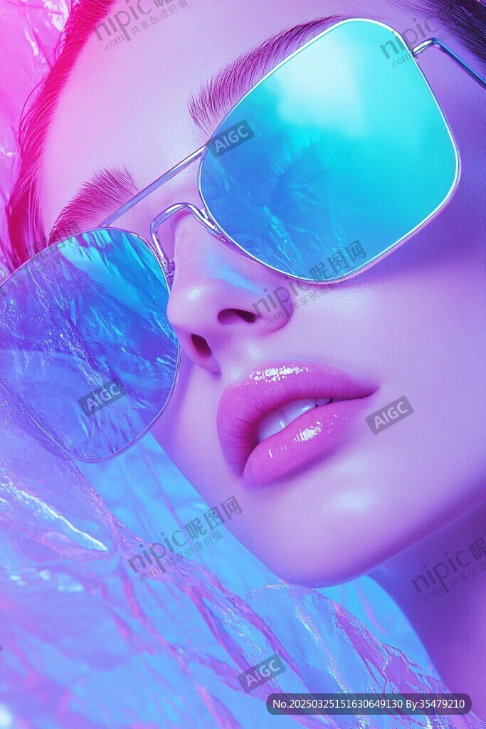 時尚酷感墨鏡美女特寫