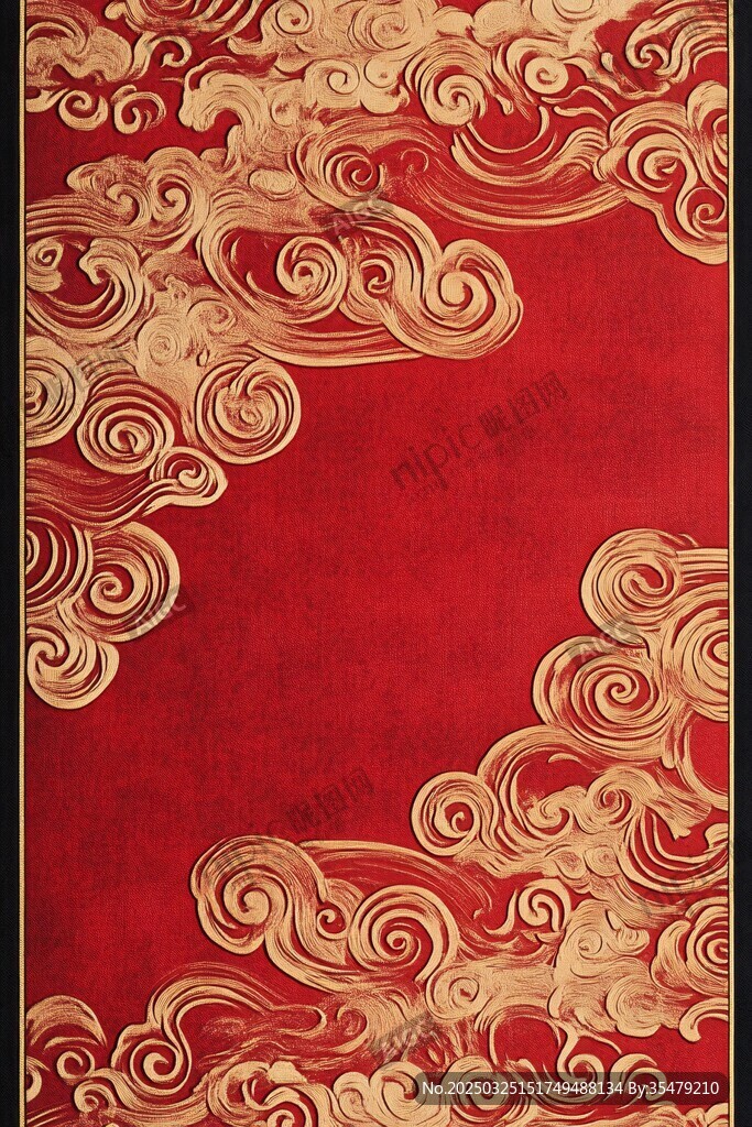紅色金紋中式古典云紋背景