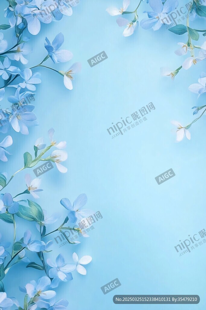 淡藍花卉背景圖