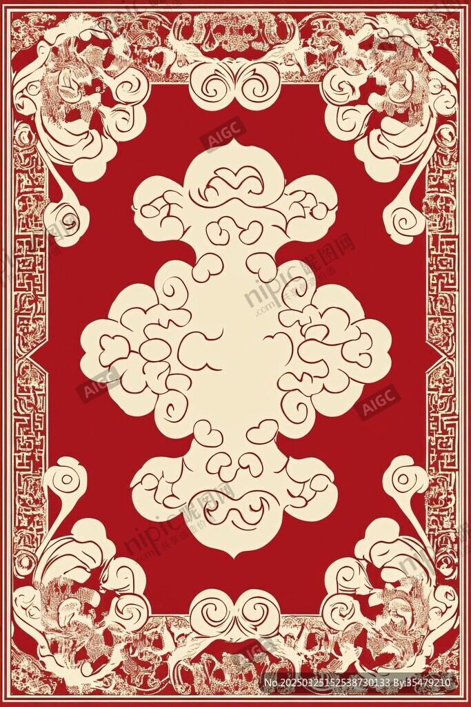 中式傳統(tǒng)紅色云紋邊框圖案