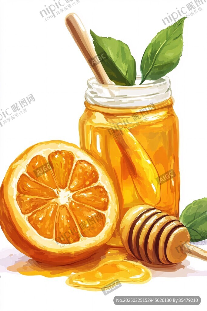 橙香蜂蜜罐插畫