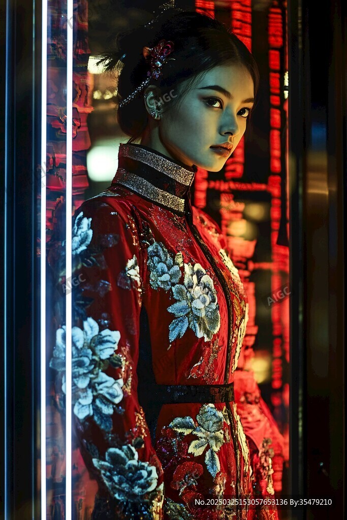 中式華服女子的典雅瞬間