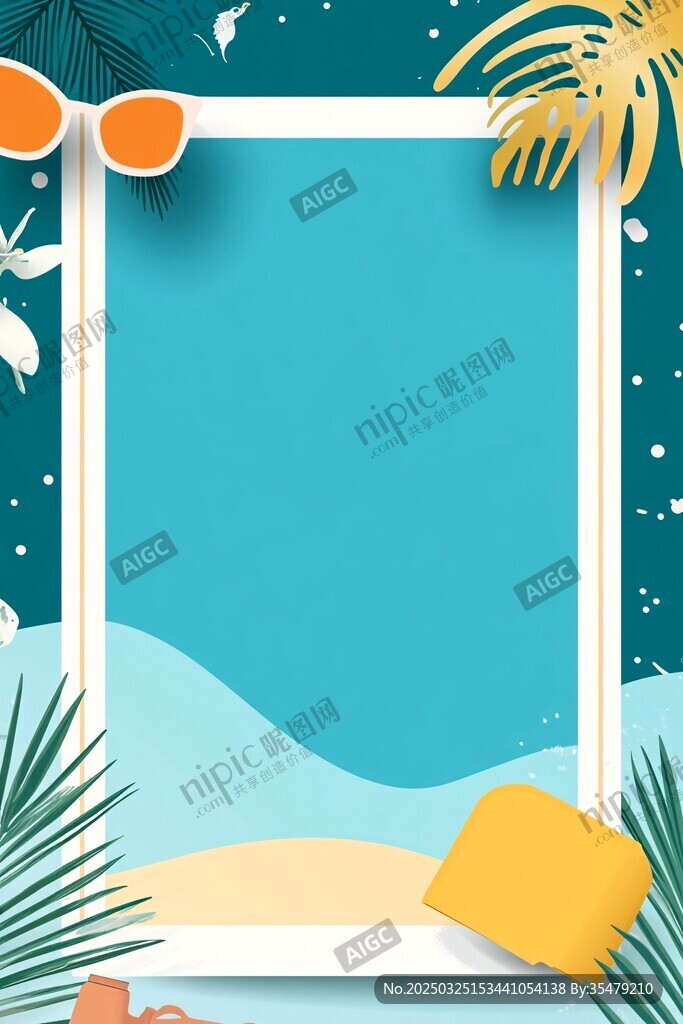 夏日海灘度假風(fēng)空白背景