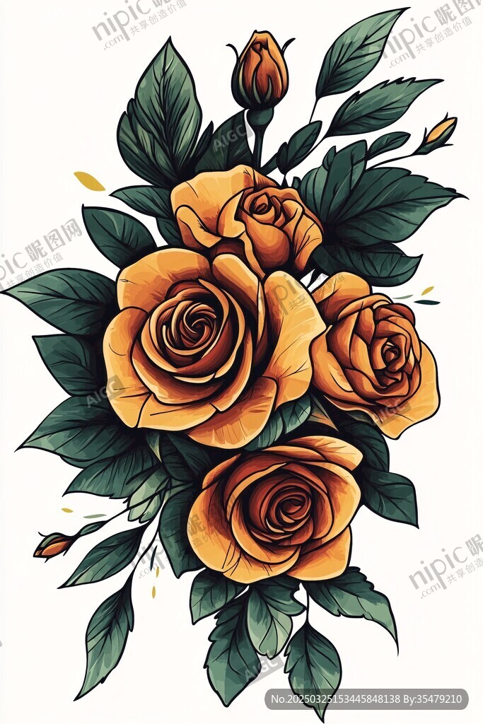 橙色玫瑰插畫(huà)
