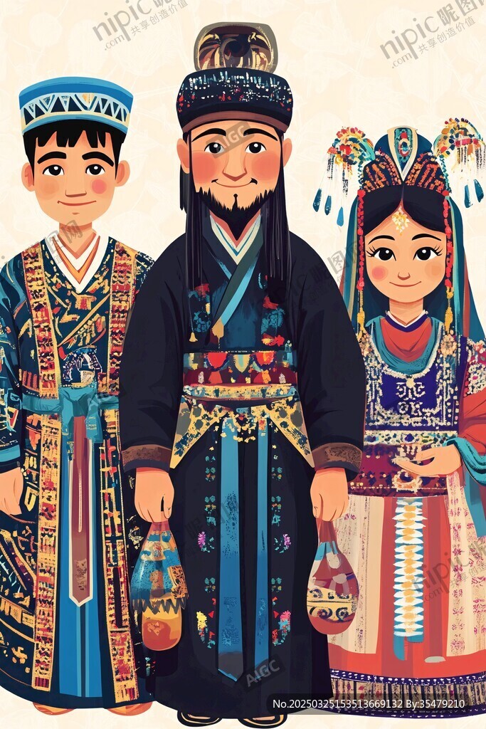 維吾爾族家庭傳統(tǒng)服飾風(fēng)采