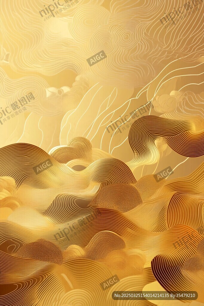 金色云海抽象藝術(shù)圖景