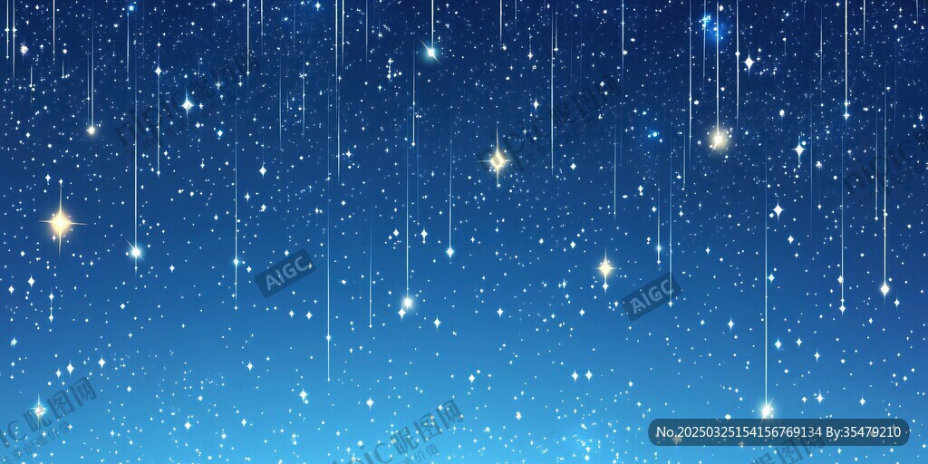 夢幻星空 流星閃爍的夜景