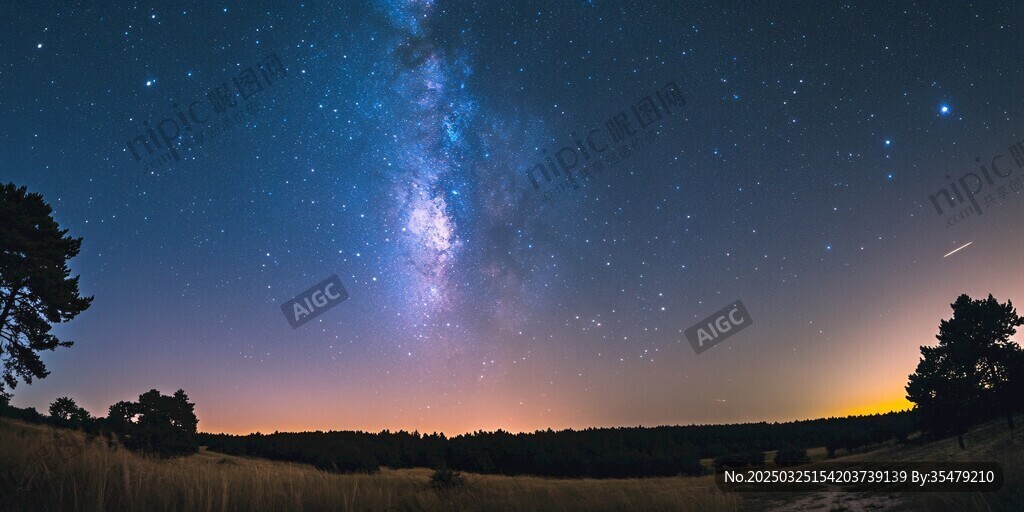 夜空下的璀璨銀河與大地