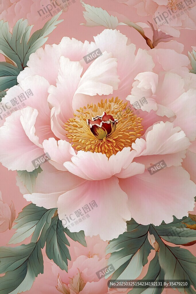 粉色嬌艷牡丹花綻放