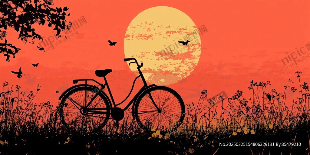 夕陽下的單車與爛漫風(fēng)景