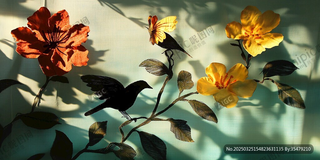 花鳥相映成趣的美麗景致
