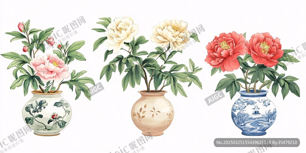 花瓶中綻放的多彩花卉
