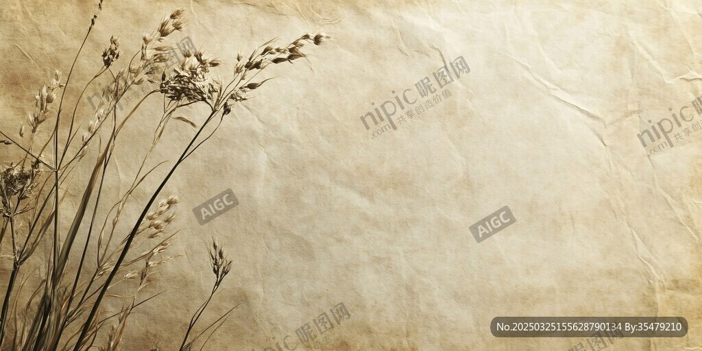 復古紙張上的干枯野草