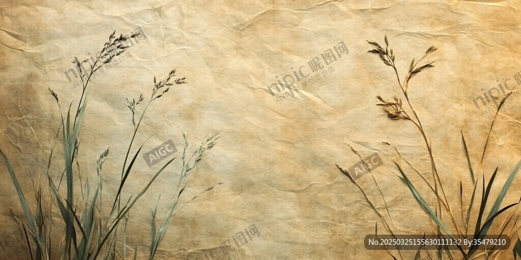 復古風紙上的搖曳野草