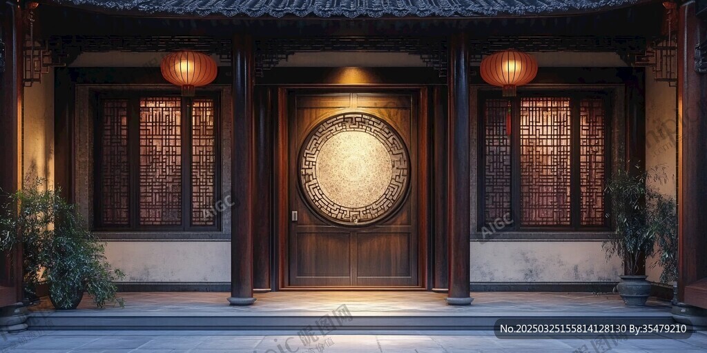 中式傳統(tǒng)宅院的典雅大門