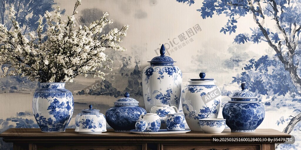 中式藍(lán)白瓷飾 典雅藝術(shù)風(fēng)