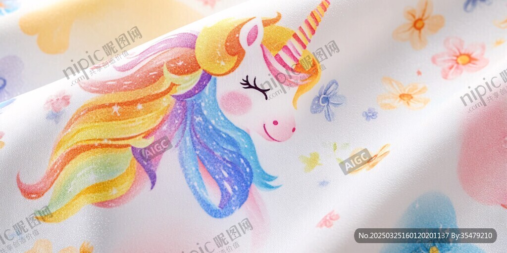 獨角獸圖案可愛彩色布料