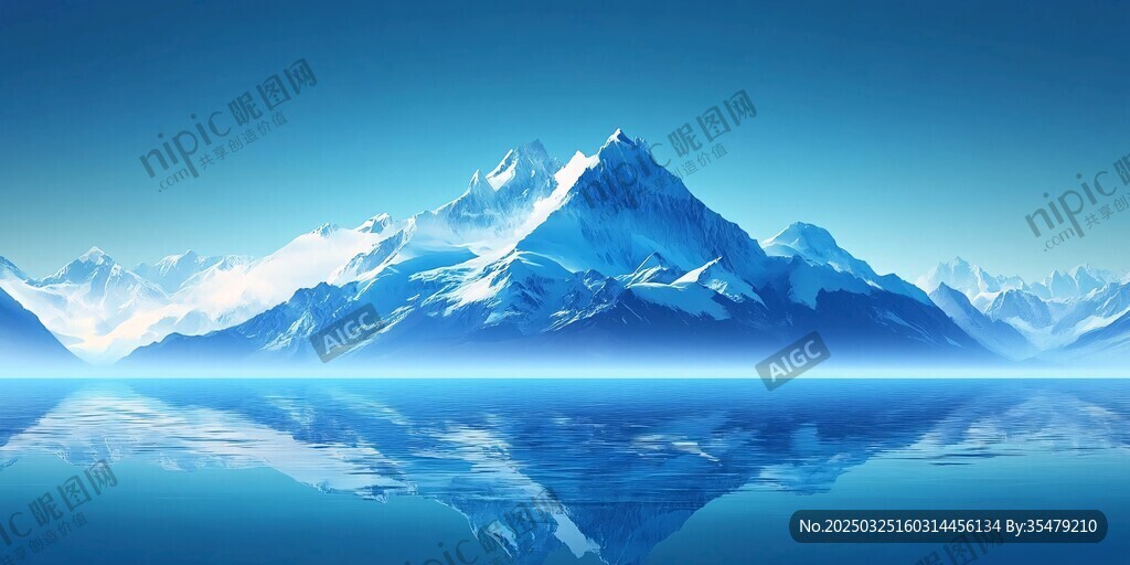 夢幻冰雪山脈與靜謐湖面