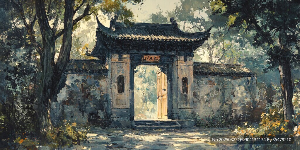 古雅中式門庭 光影斑駁