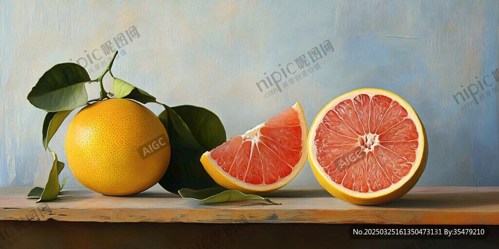 新鮮西柚靜物展示