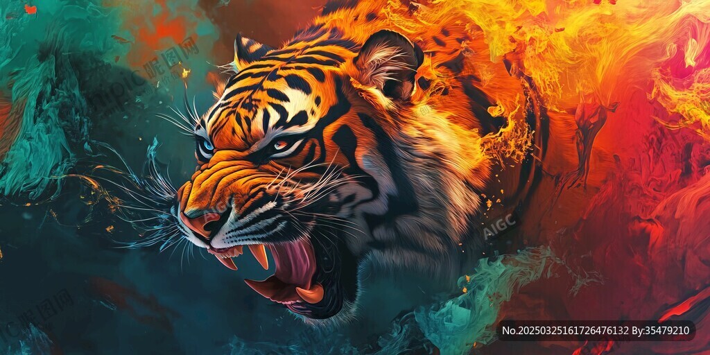 斑斕猛虎怒吼圖